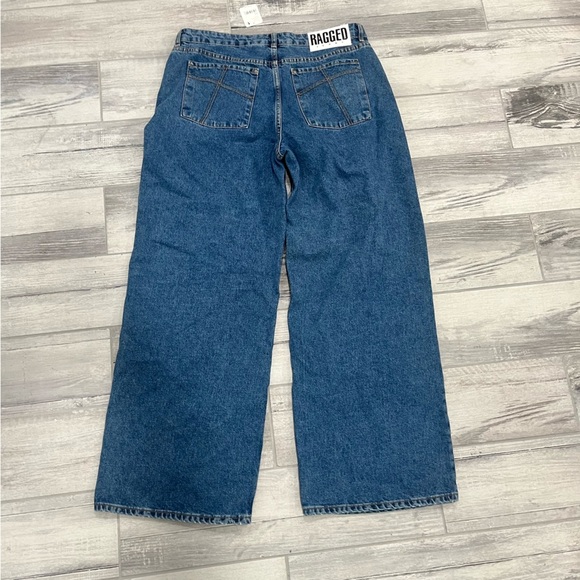 NWT Free People Ragged Baggy Skater Jeans Classic Medium Wash Rigid Denim 32 - Picture 3 of 9